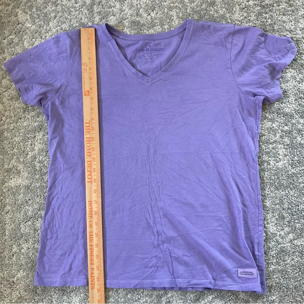 Life Is Good Women's Lavender V-Neck Tee size L 100%cotton - Picture 5 of 8